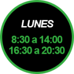 LUNES - 8:30 A 14:00 Y 16:30 A 20:30