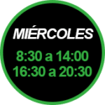 MIÉRCOLES - 8:30 A 14:00 Y 16:30 A 20:30